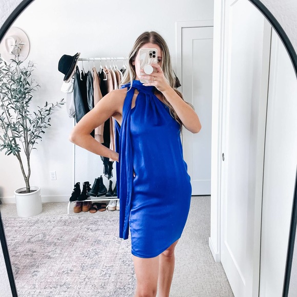 GENNY Royal Blue Silk Mini Dress - Picture 1 of 12